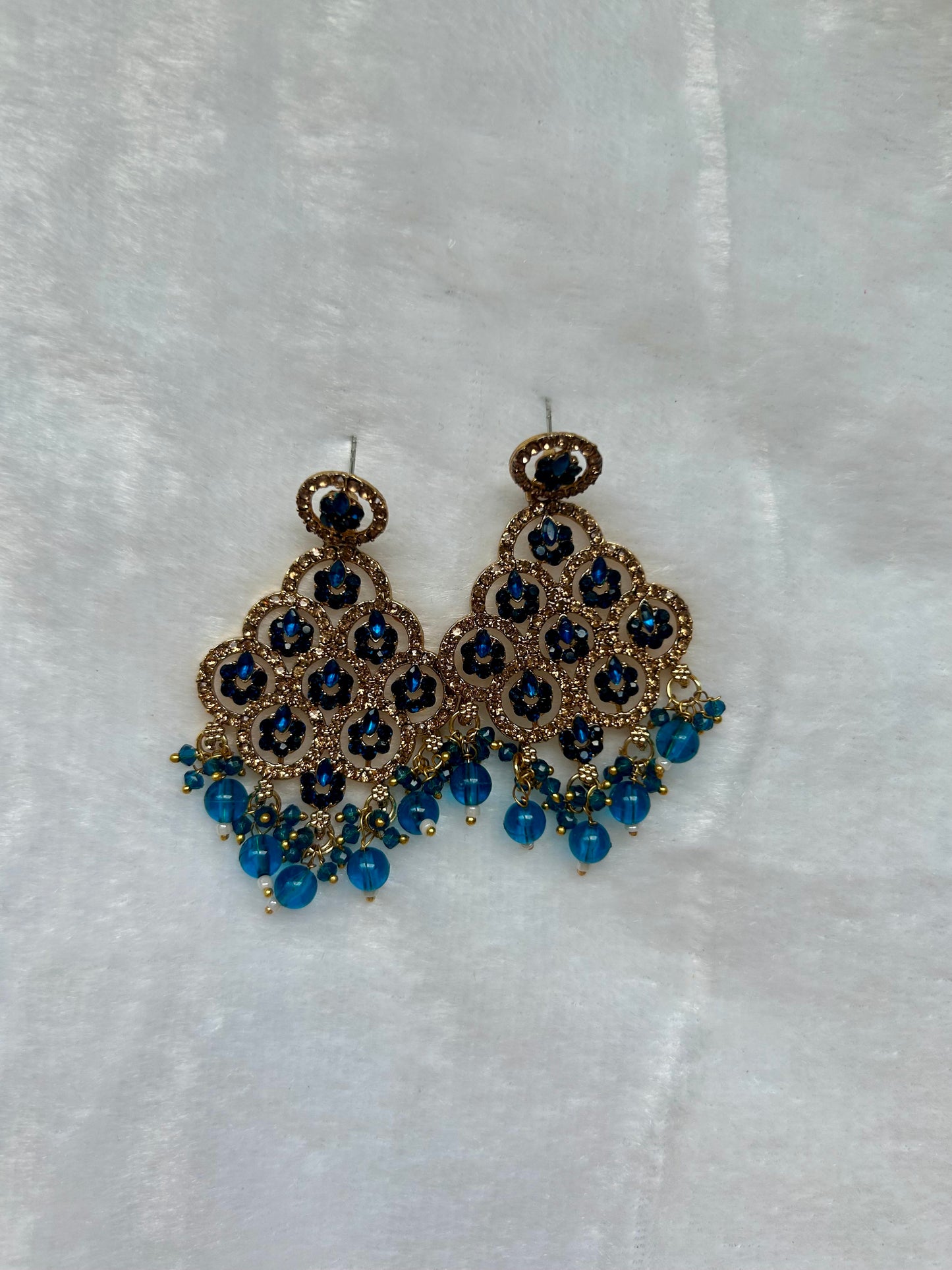 Dark Blue Polki Earrings