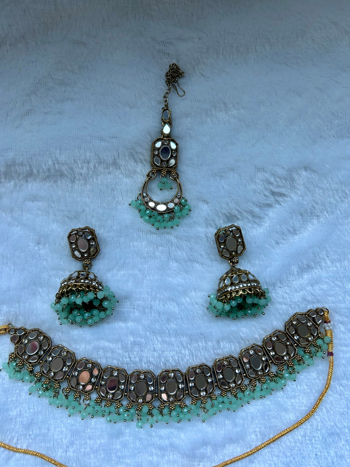 Mint Choker Tikka Set