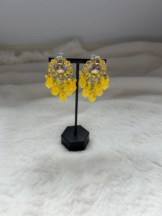 Yellow Peacock Earrings