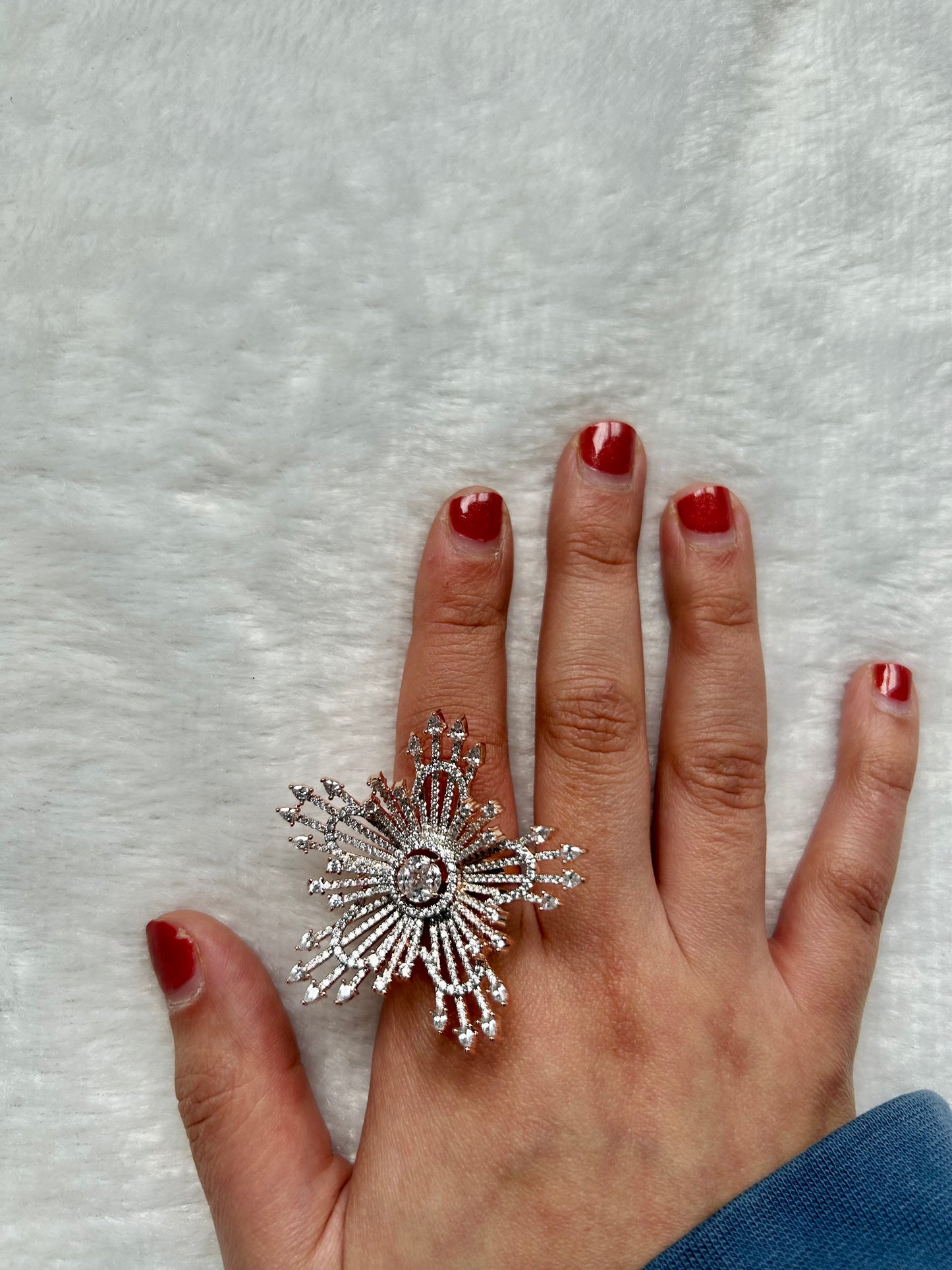 AD 3D Rose Gold Flower Ring