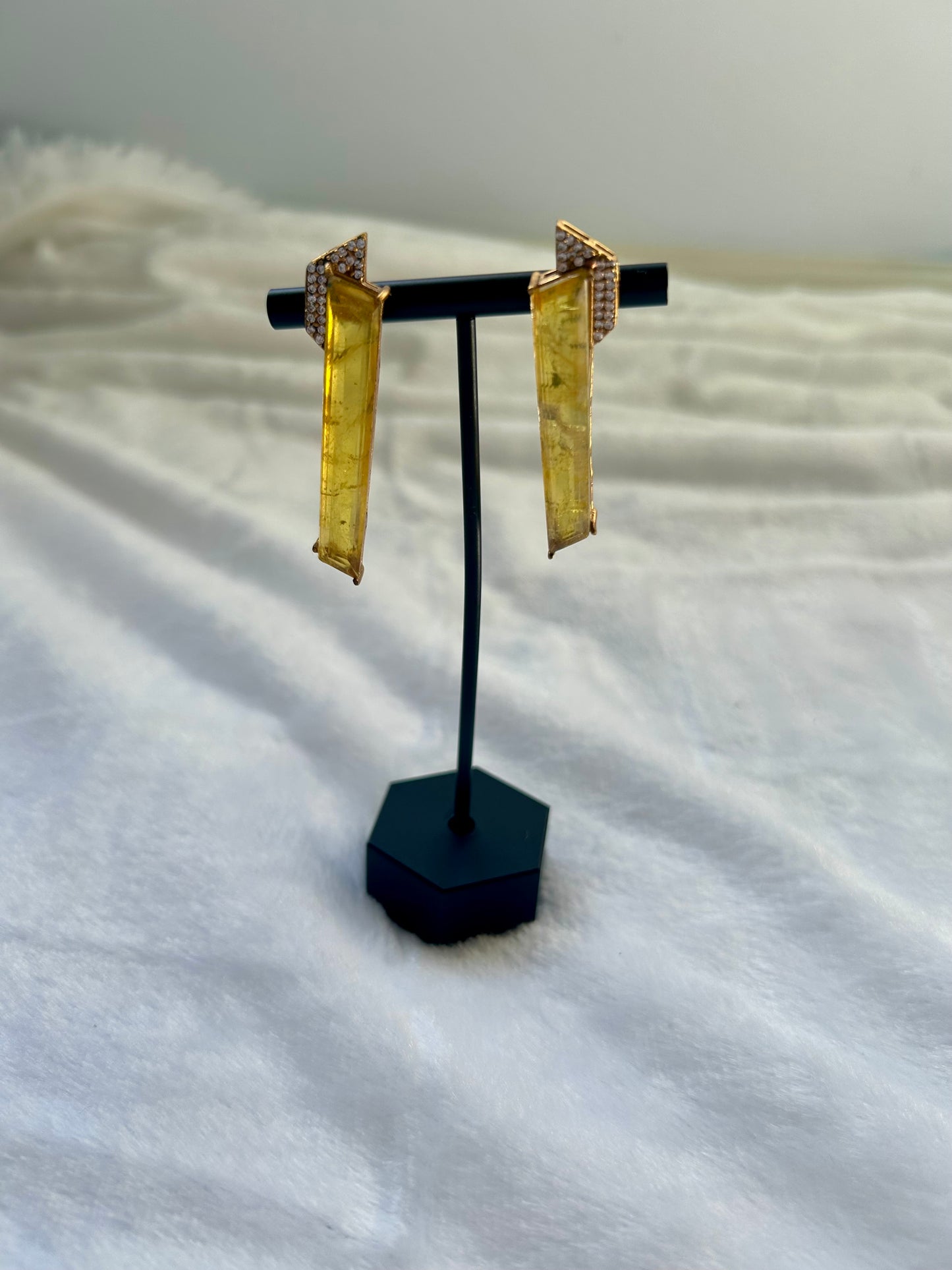 Yellow Doublet & Moissanite Kundan Earrings