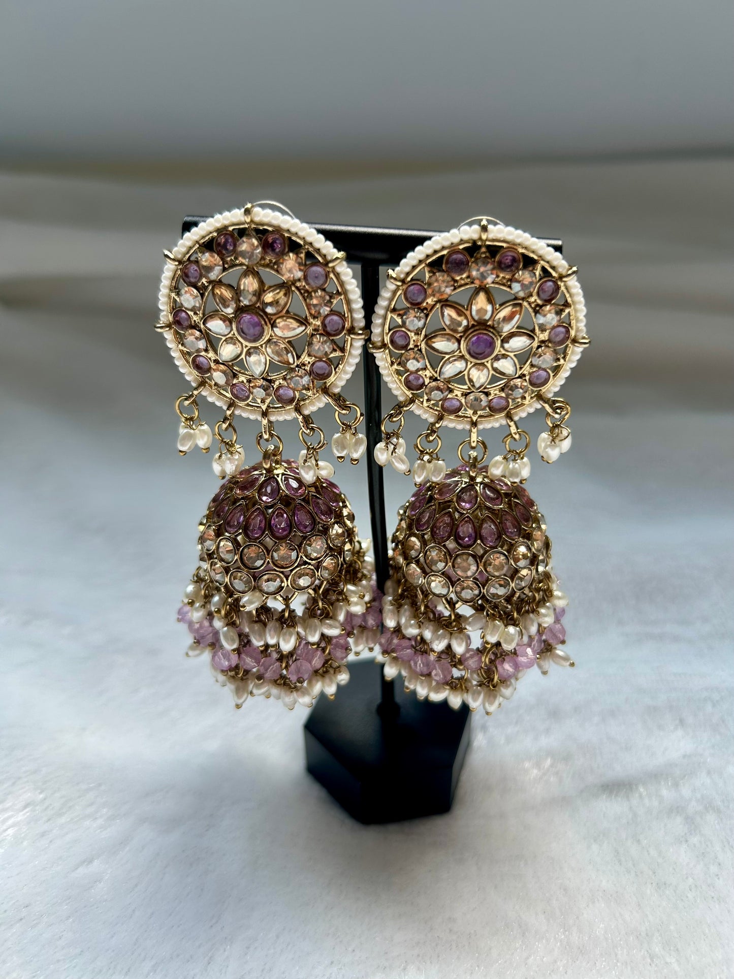 Light Purple Kundan Earrings