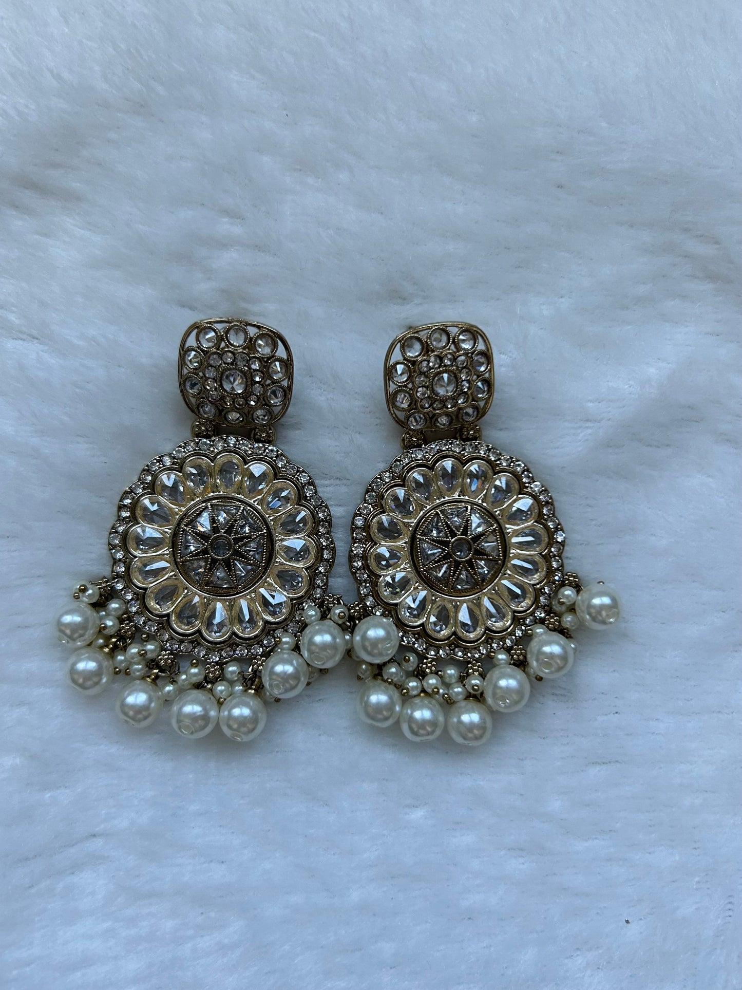 White Polki Earrings