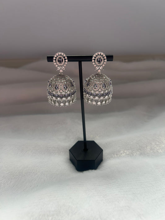 AD Purple Micro Jhumki Earrings