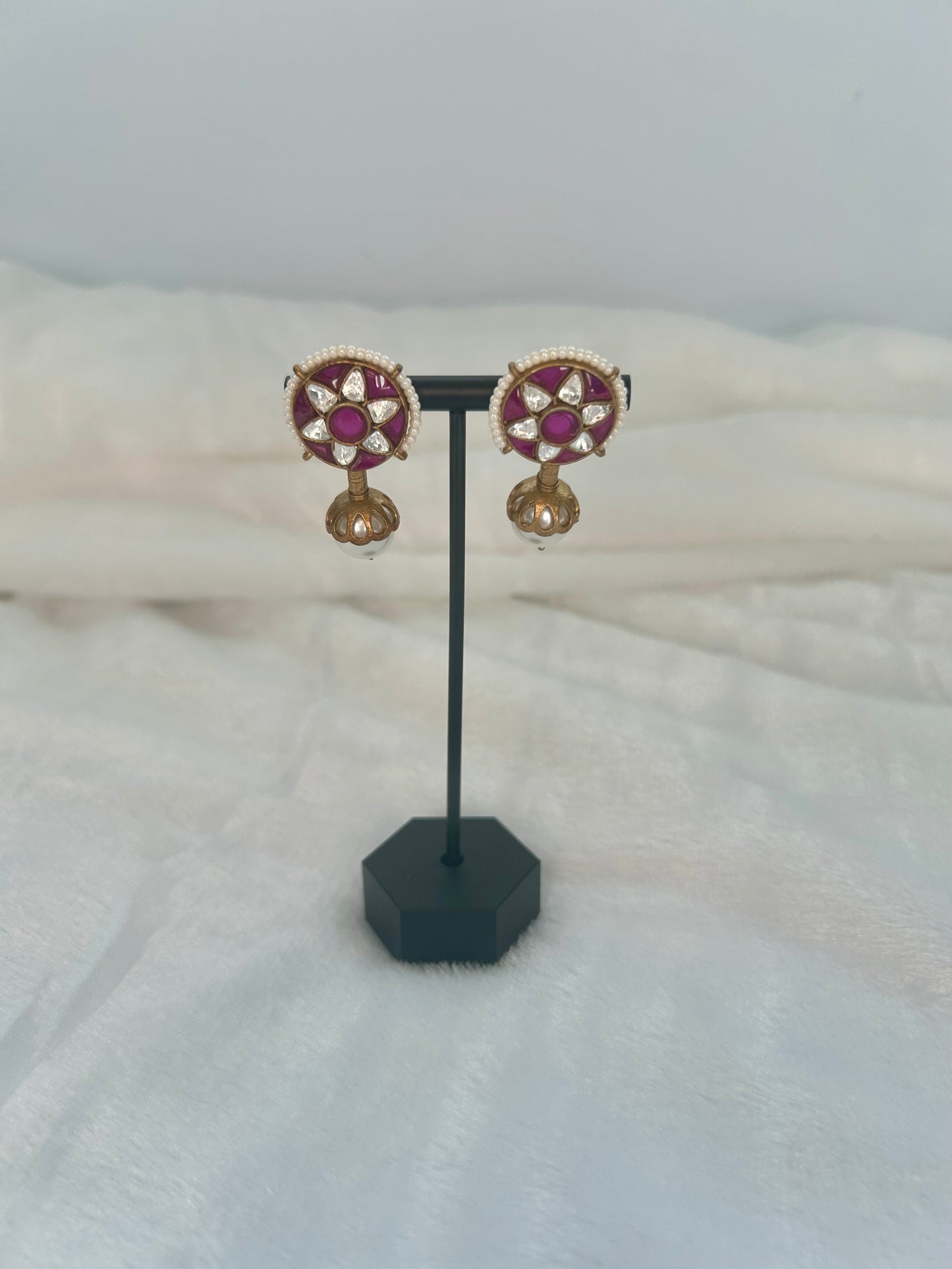 Ruby Pearl Drop Earrings