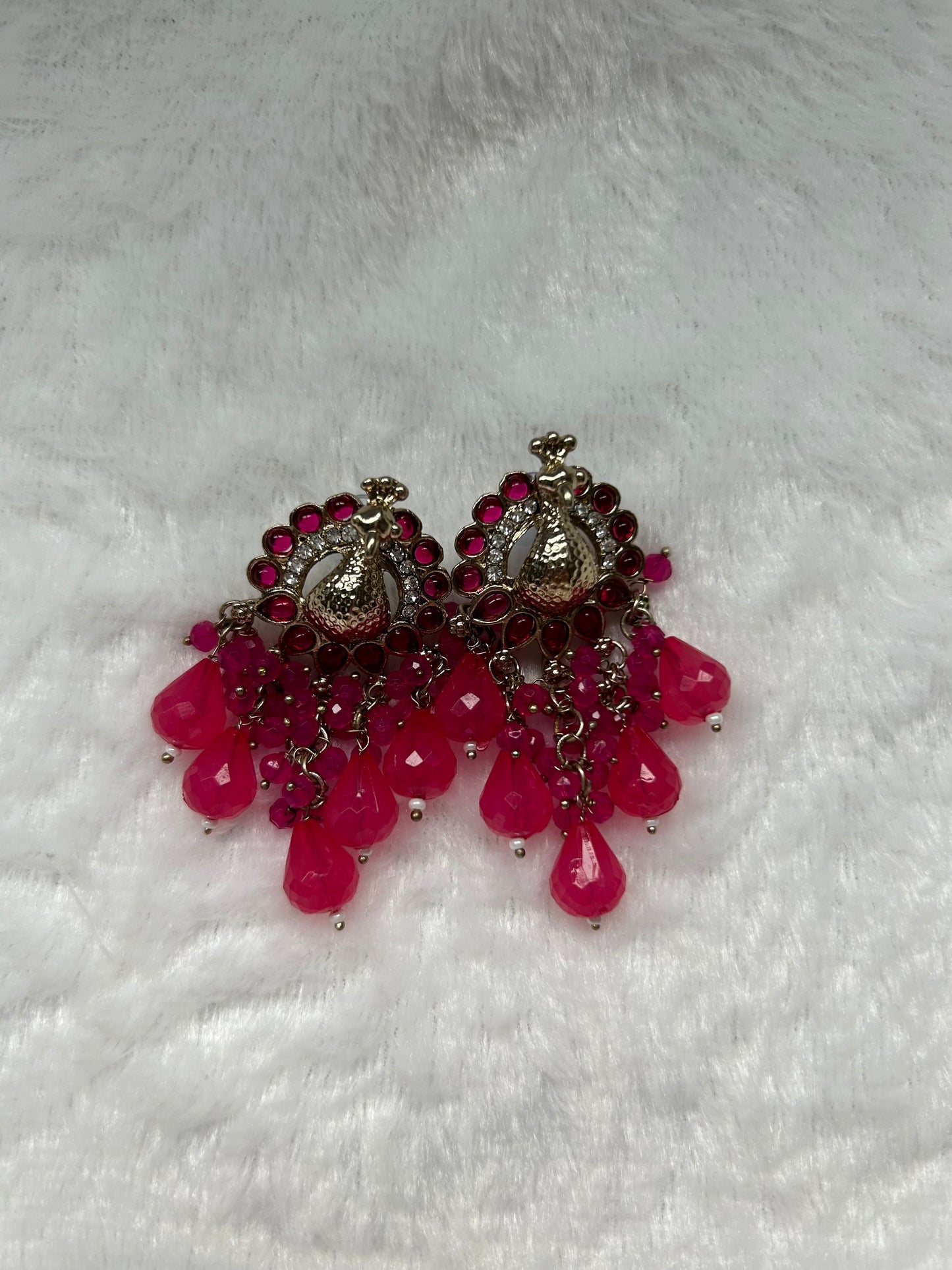 Hot Pink Peacock Earrings