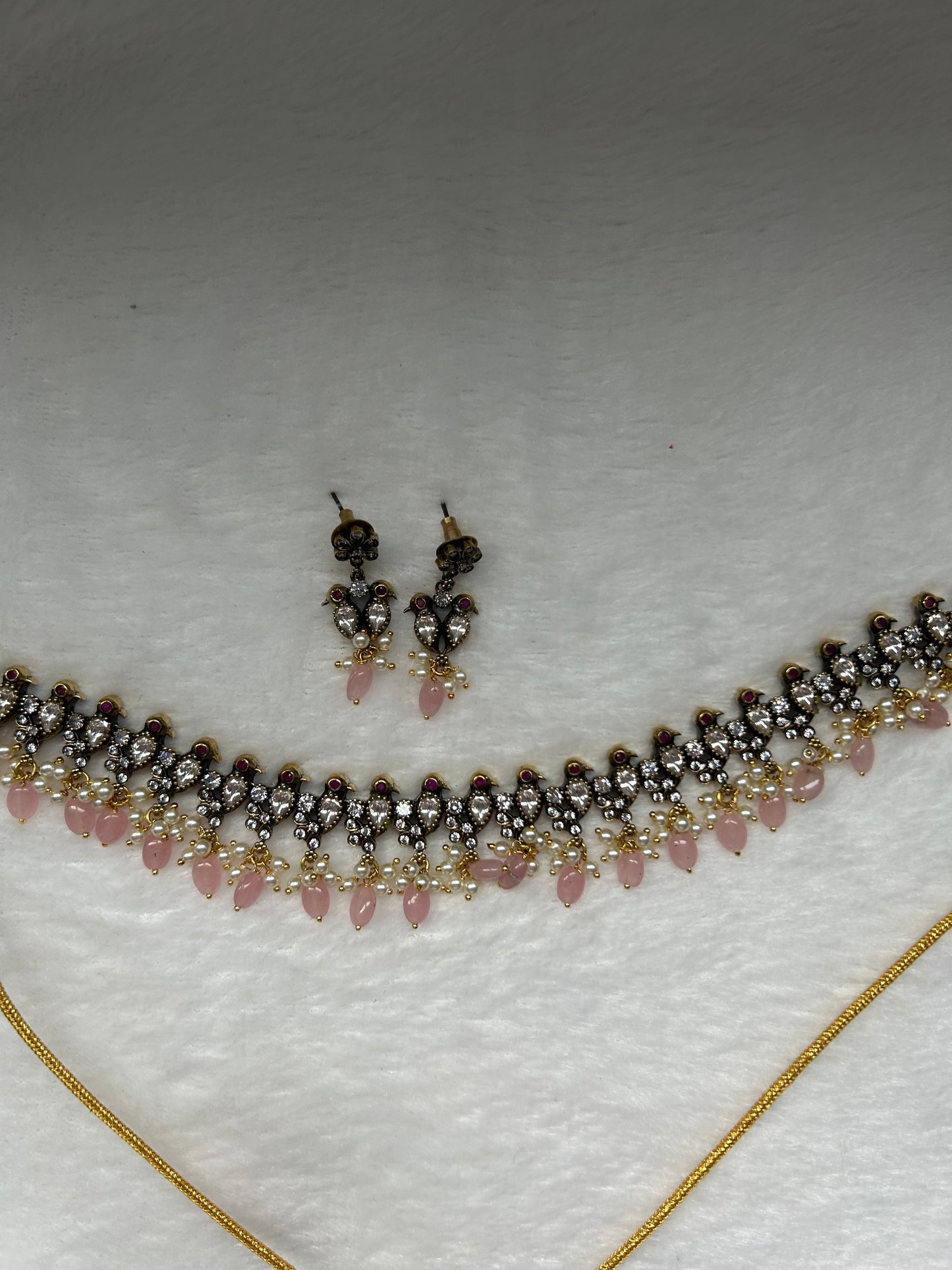 Pink Moissanite Kundan Choker Set