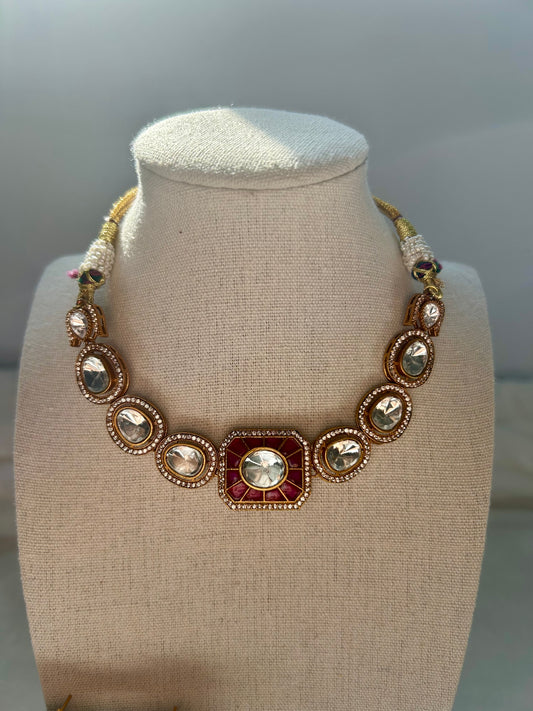 Ruby Moissanite Kundan Choker Set