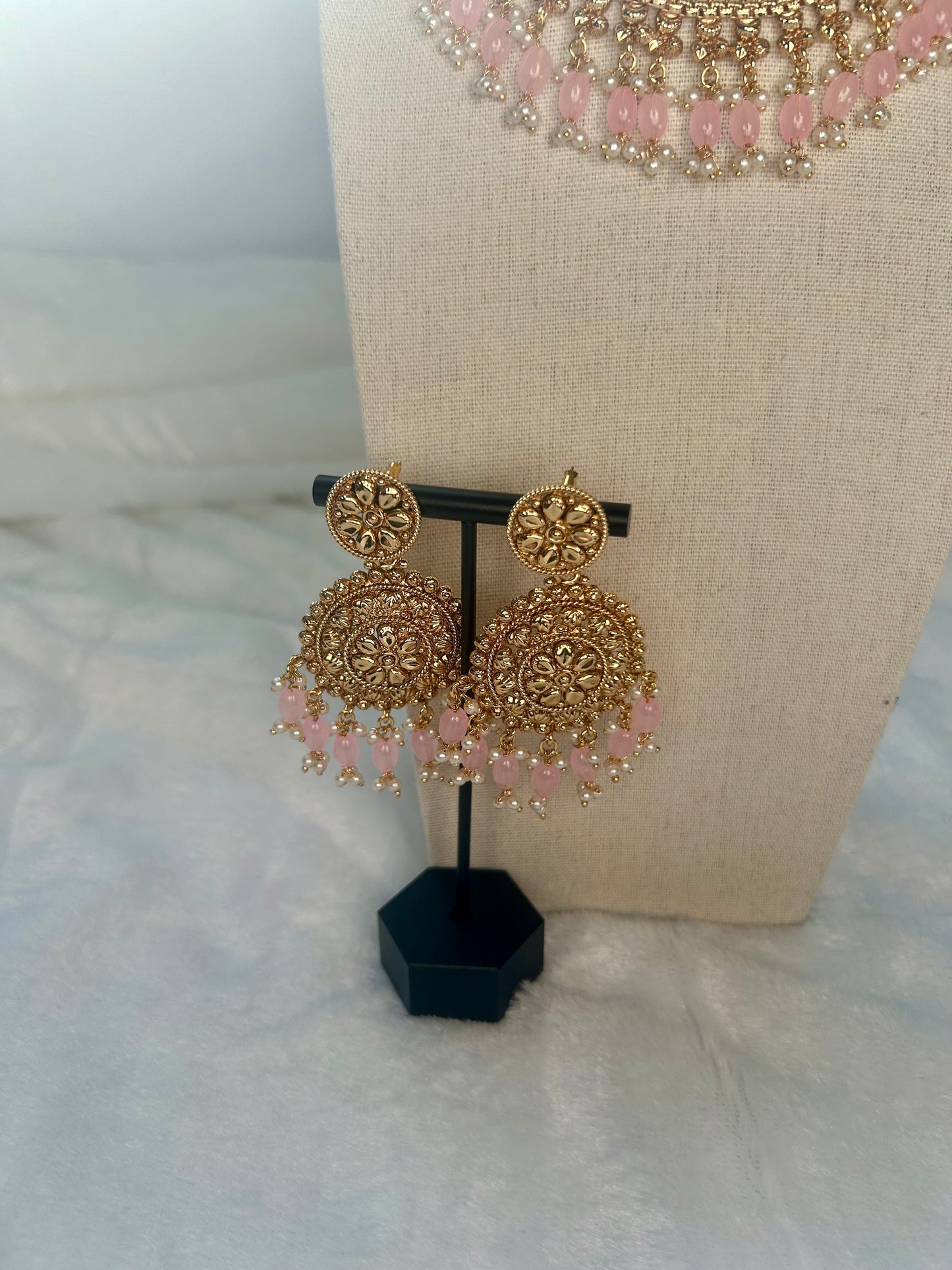 Pink Gold Crafted Choker Set