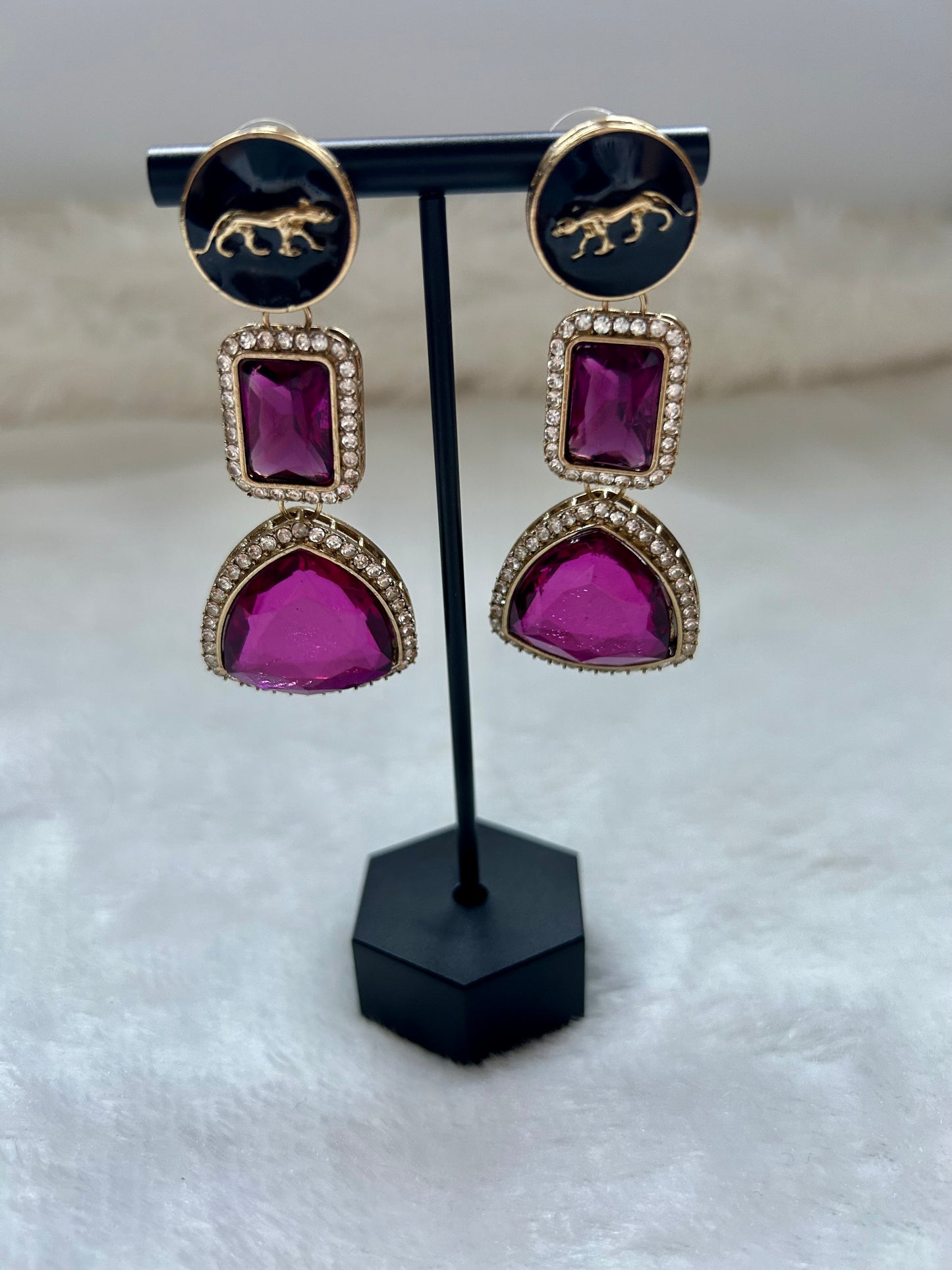 Dark Purple CZ Earrings