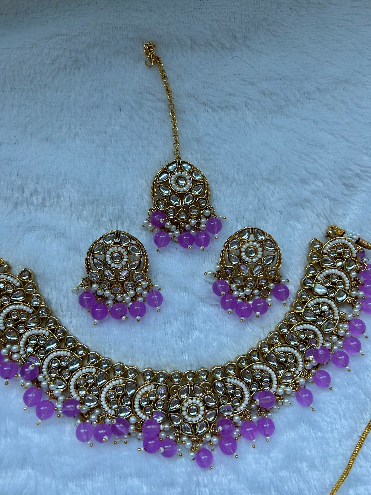 Purple Kundan Choker Set