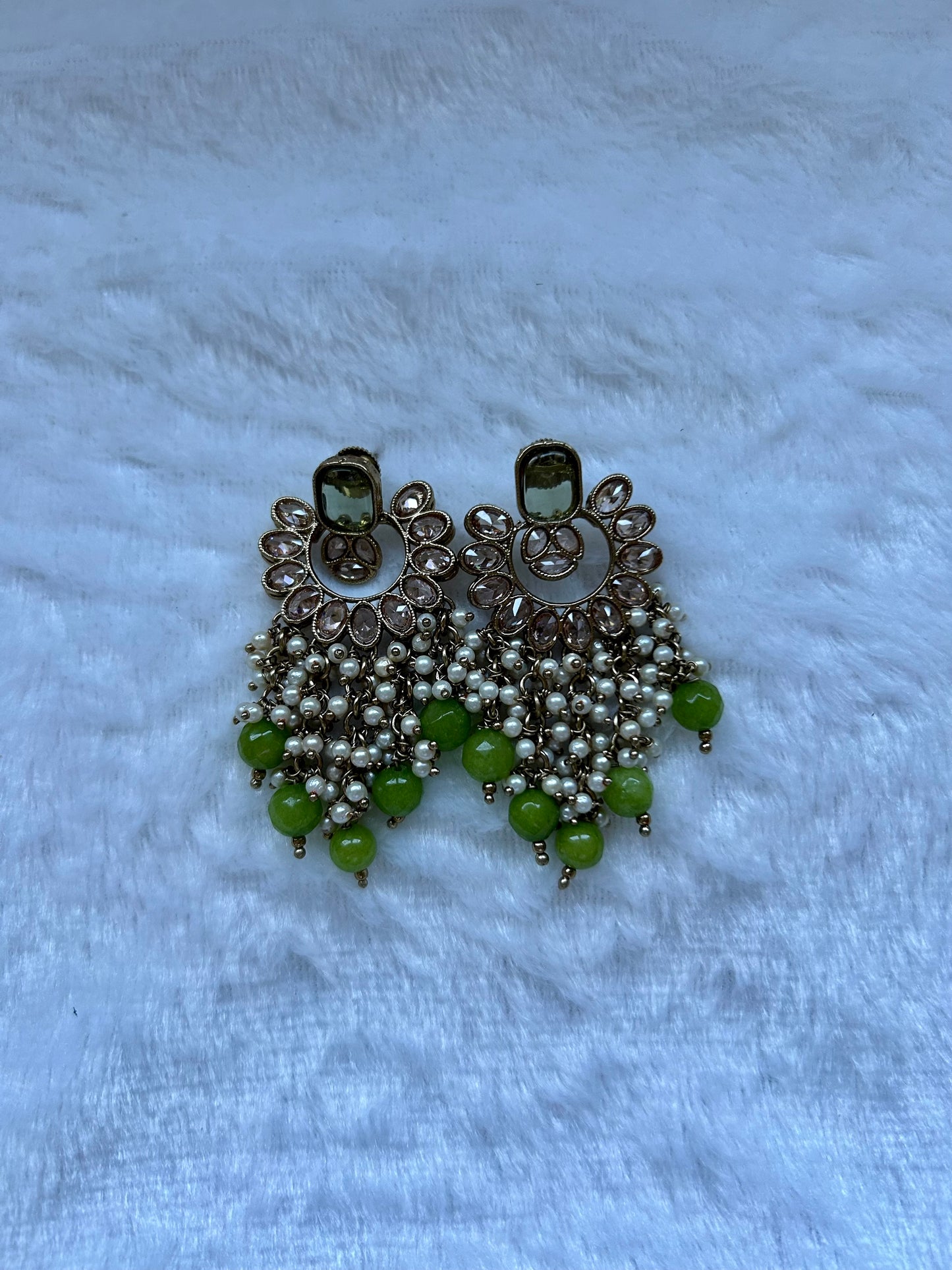 Green Polki Earrings