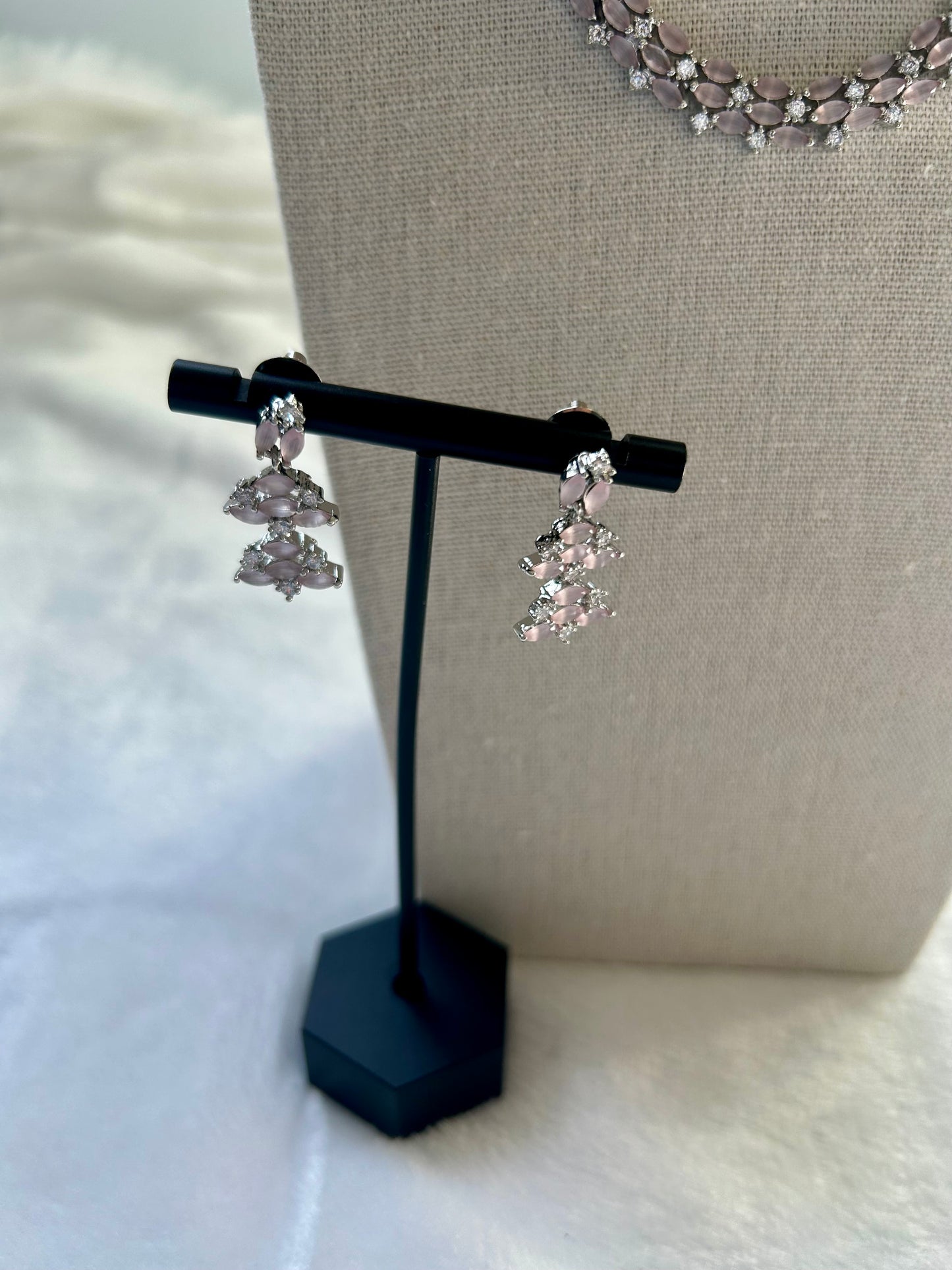 Pink CZ Necklace Set