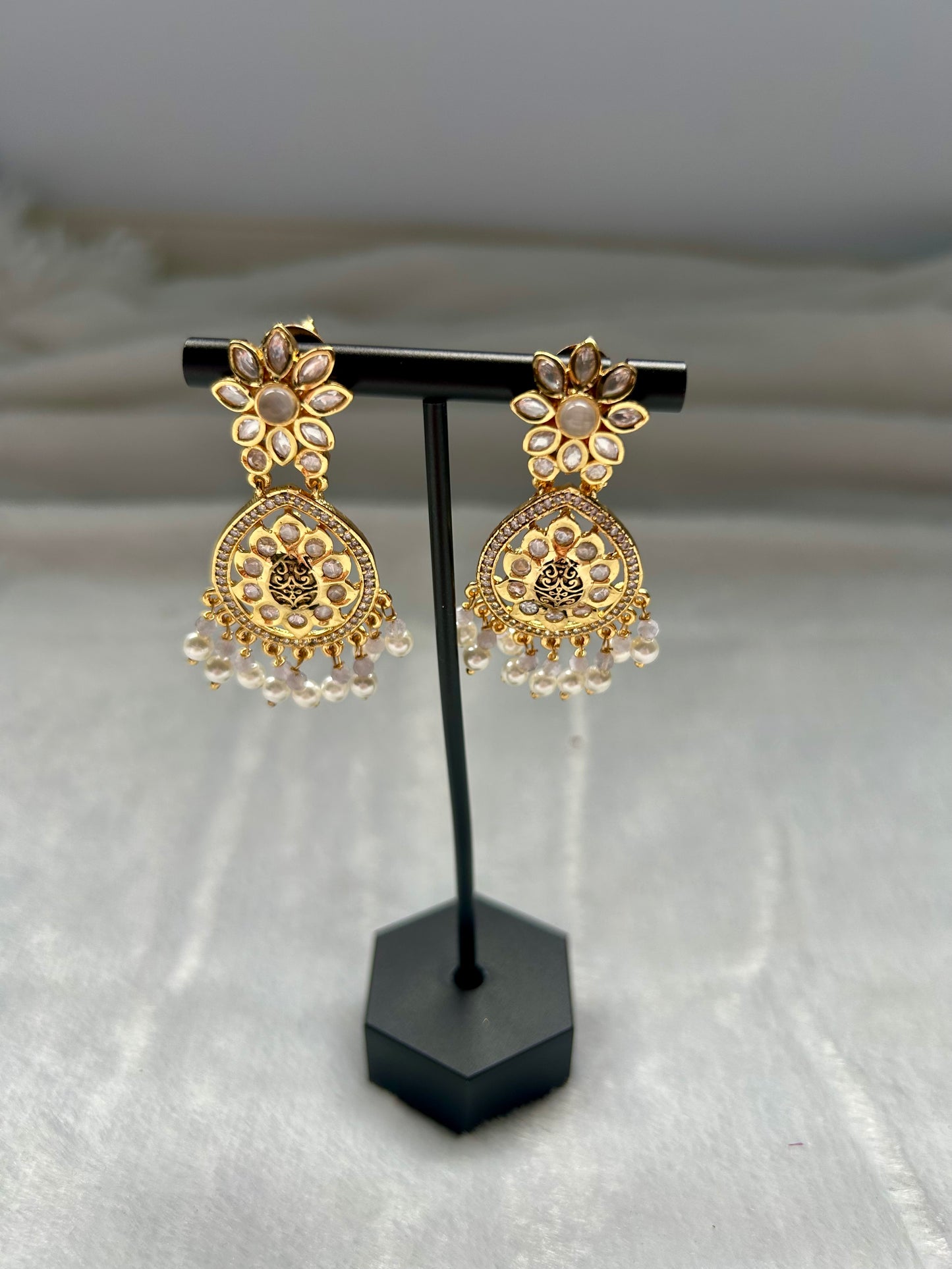 Grey Gold Crafted Earrings