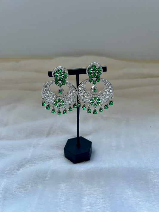 AD Emerald Green Chandbali Earrings