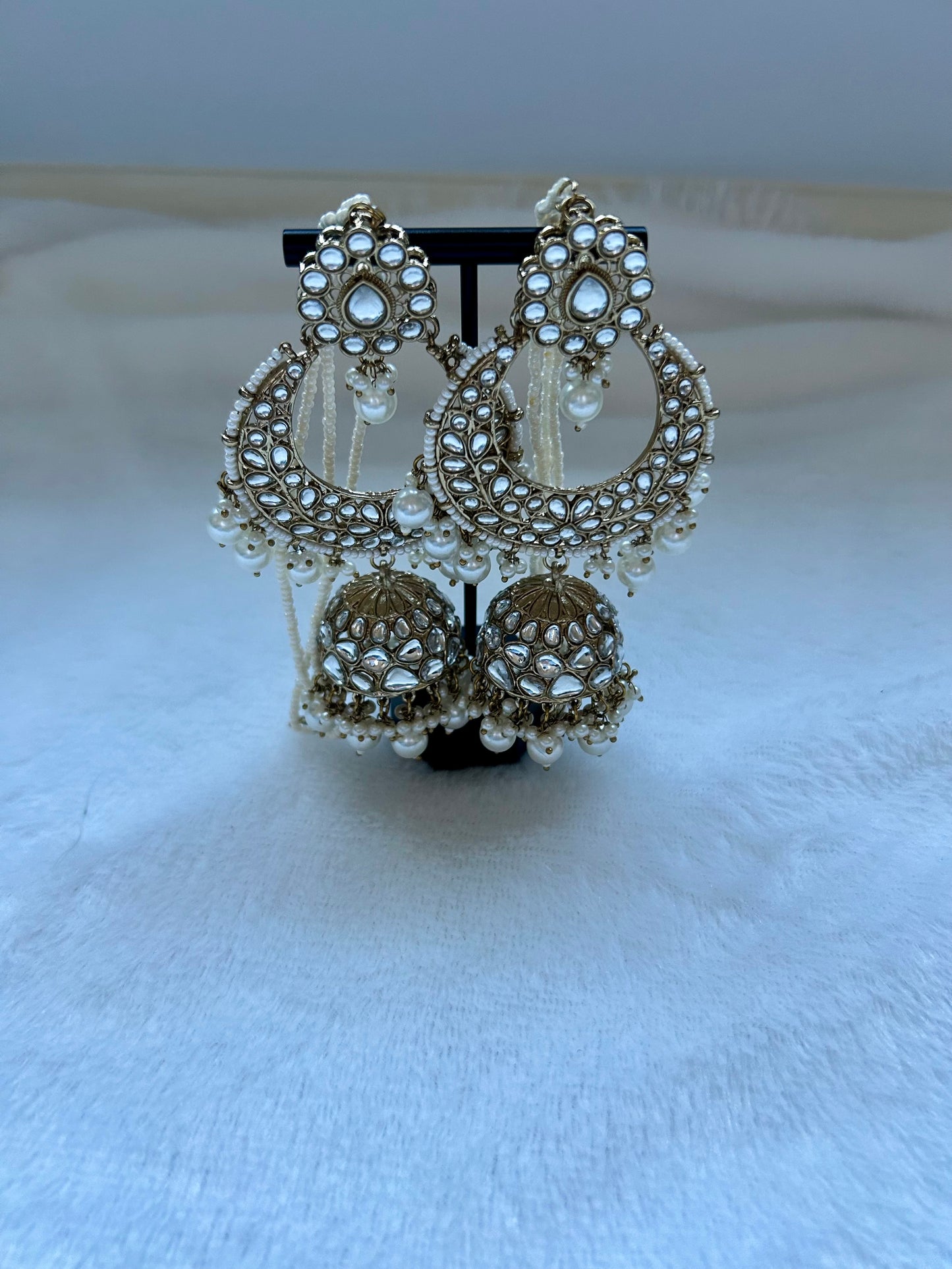 White Kundan Sahara Earrings