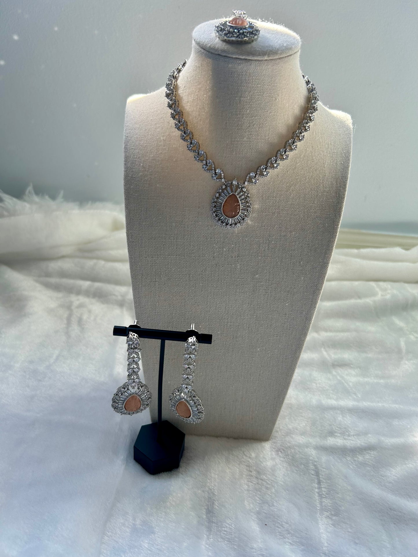 Light Pink/ Orange CZ Set