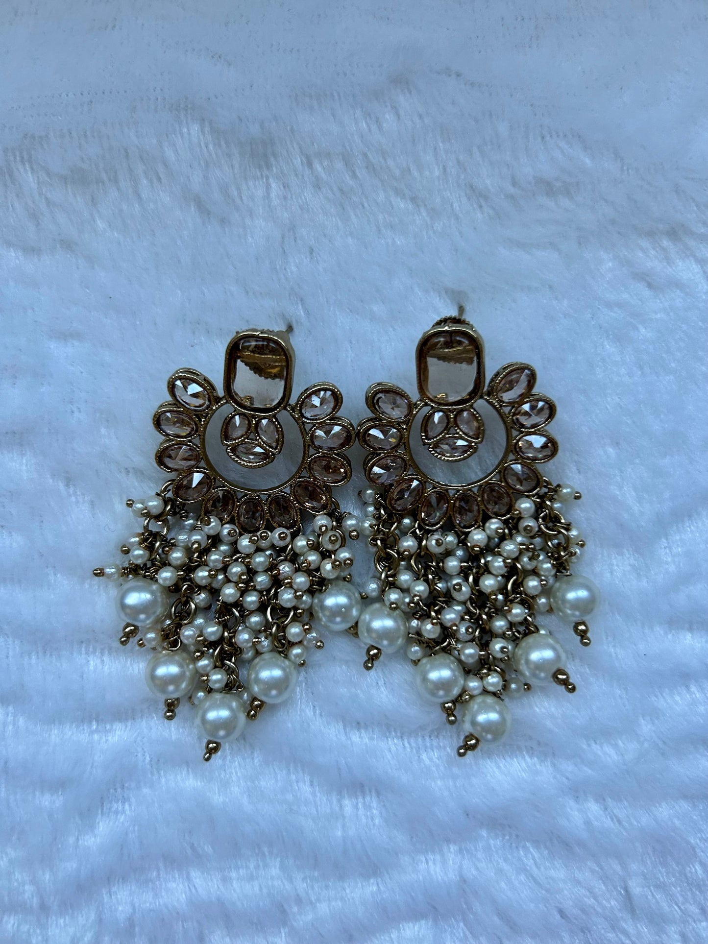 White Polki Earrings