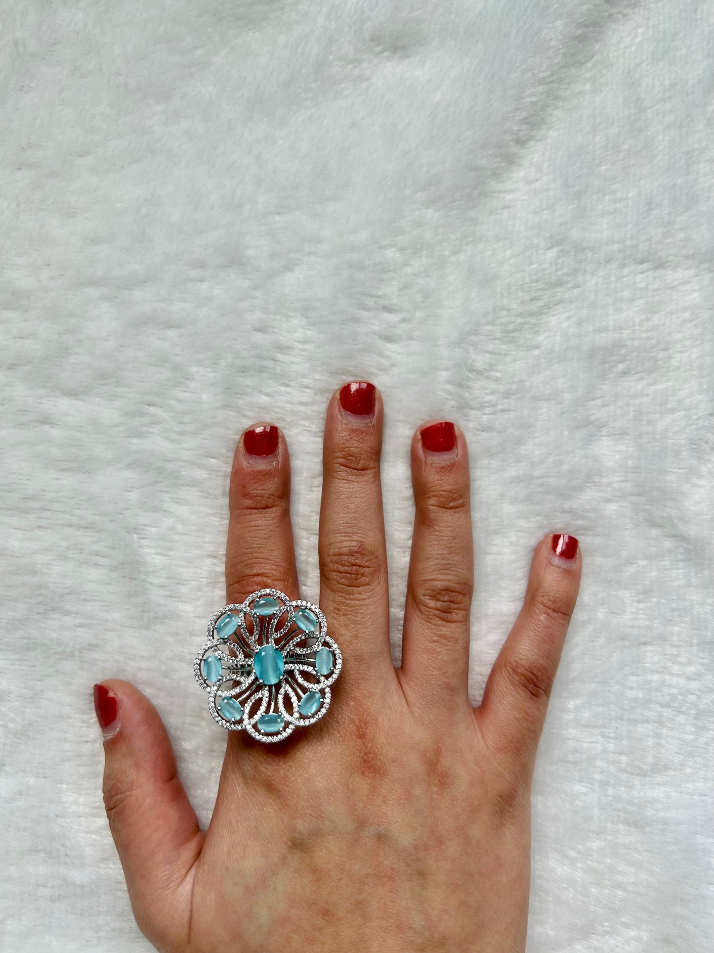 AD Blue Flower Ring