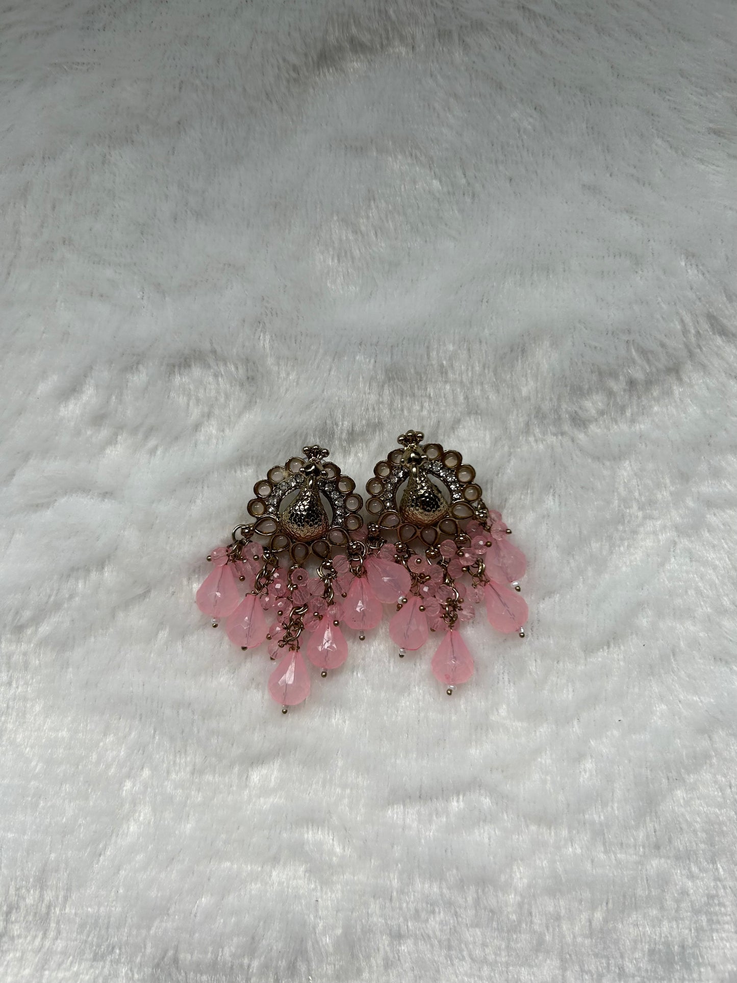 Pink Peacock Earrings