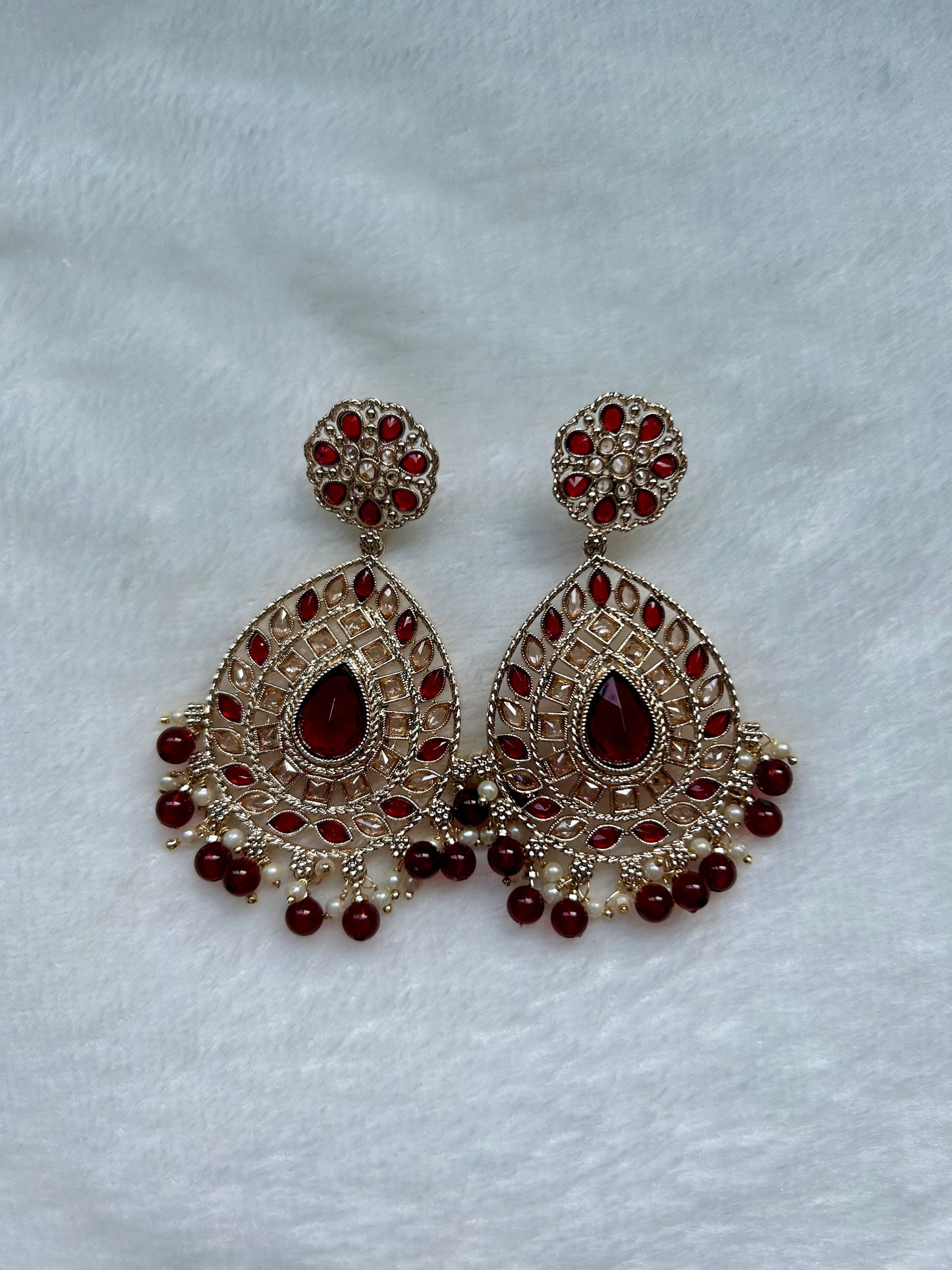 Maroon Polki Earrings