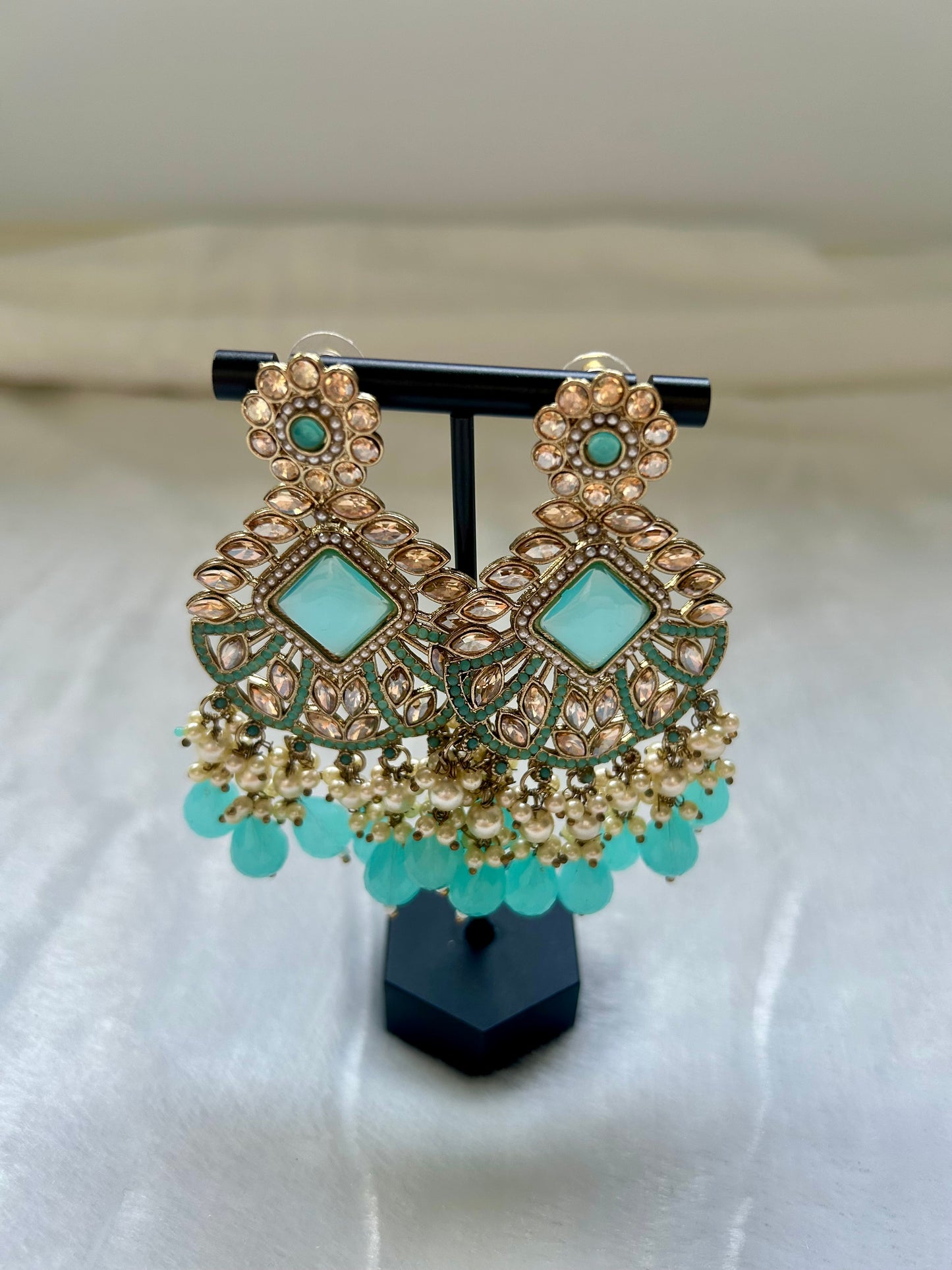 Ferozi Blue Kundan Earrings
