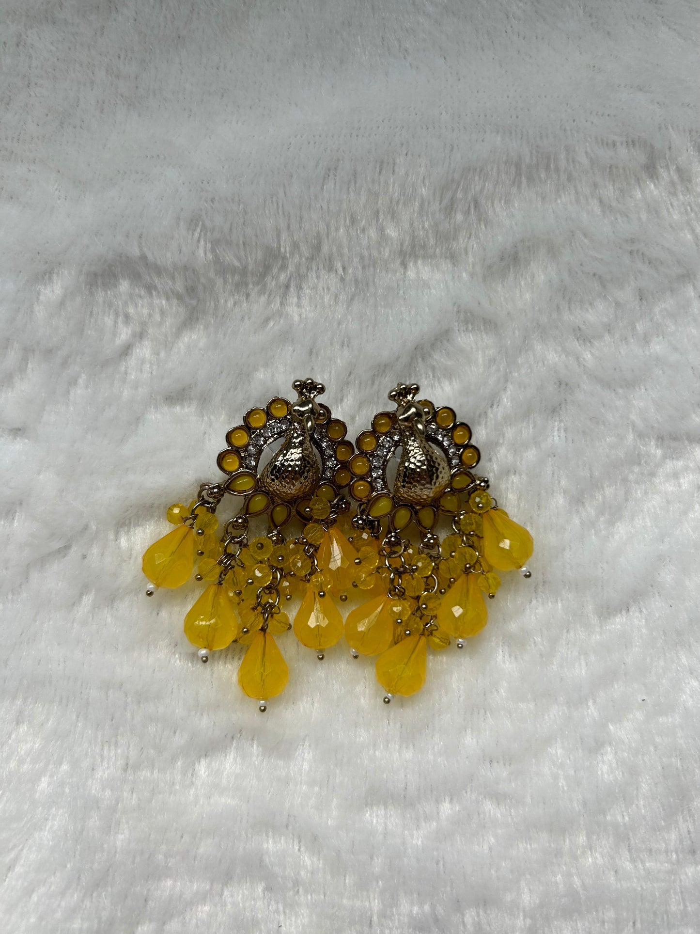 Yellow Peacock Earrings