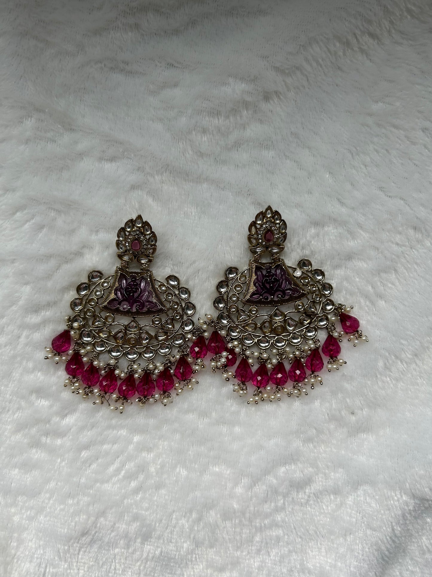 Purple Kundan Earrings