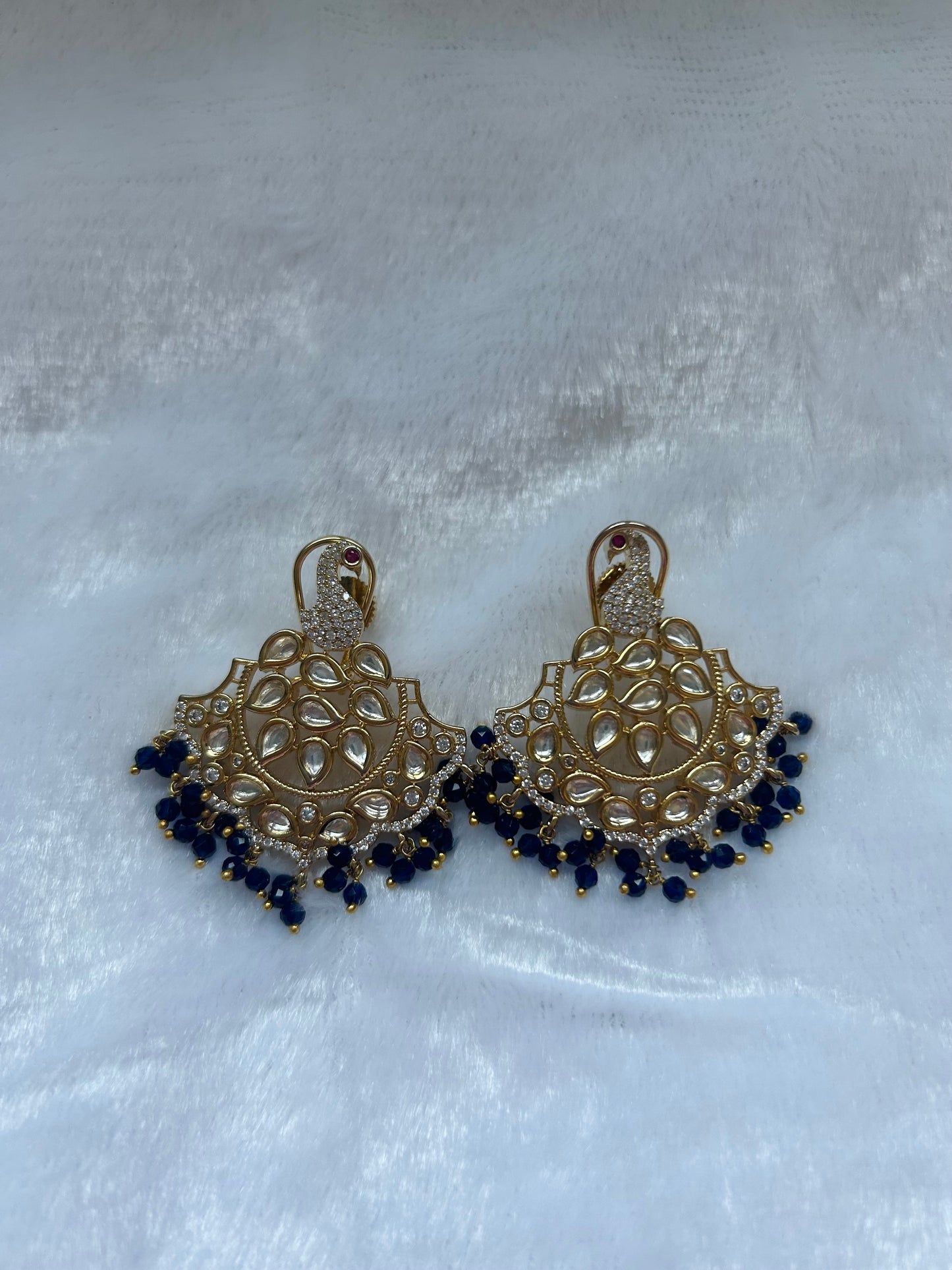 Dark Blue Uncut Kundan & AD Studs