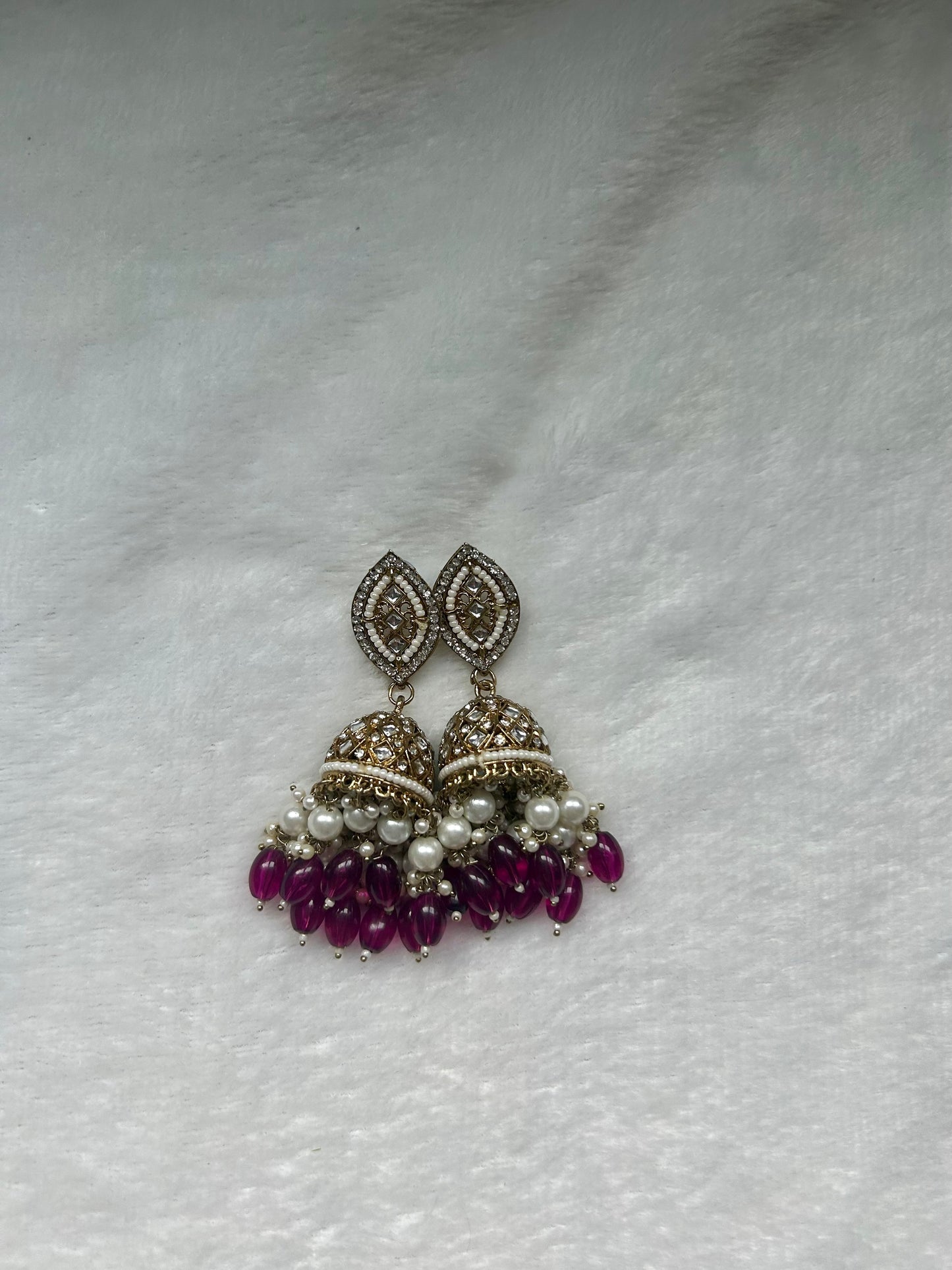 SAMPLE SALE Purple Polki Jhumki Earrings