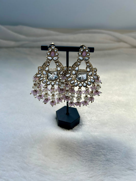 Light Purple Kundan Earrings