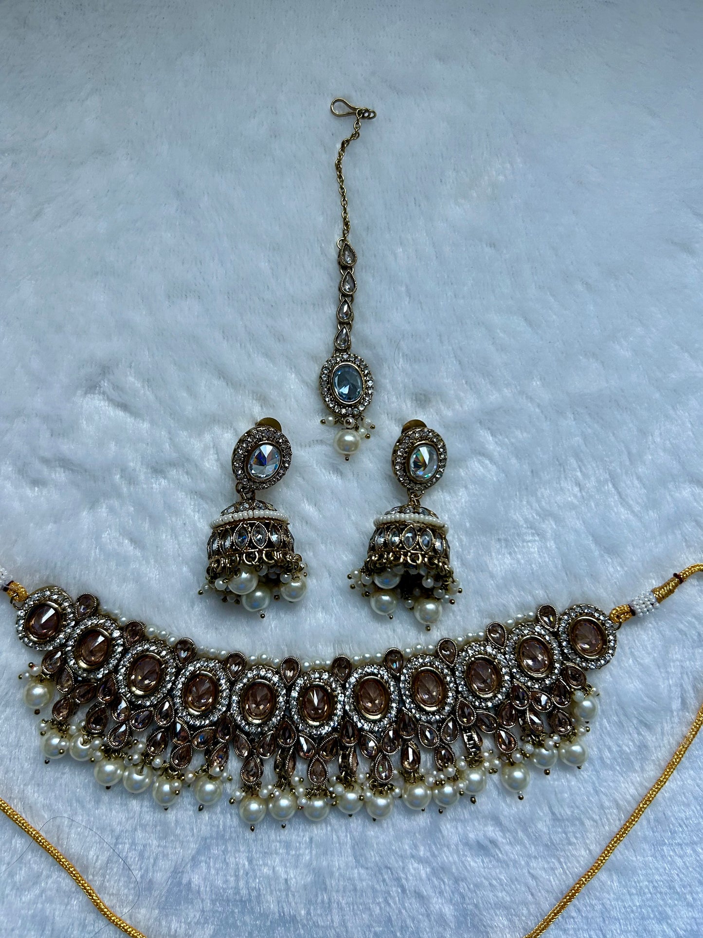 White Polki Choker Tikka Set