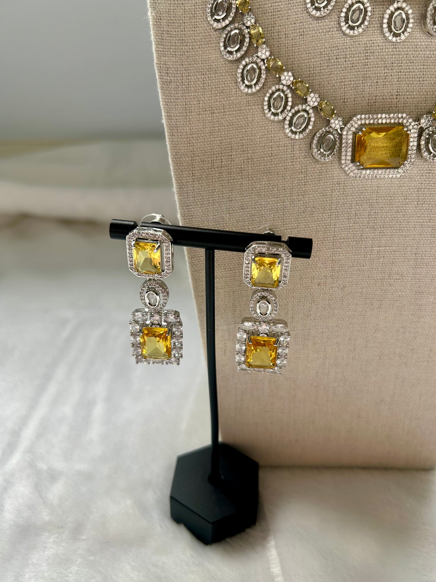 Yellow AD Layered Necklace Set