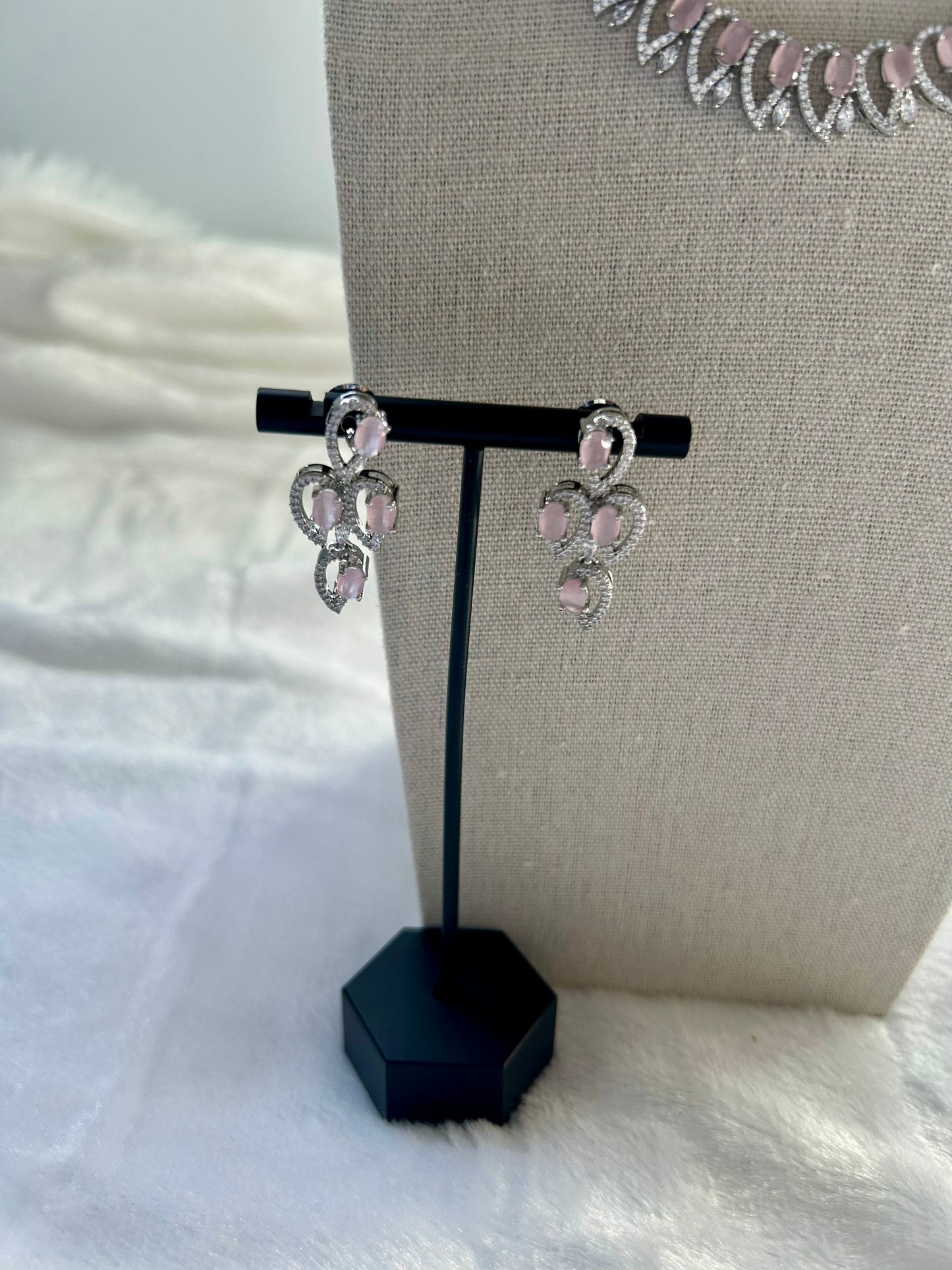 Pink CZ Necklace Set