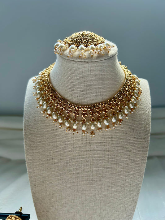 White Gold Crafted Choker Set